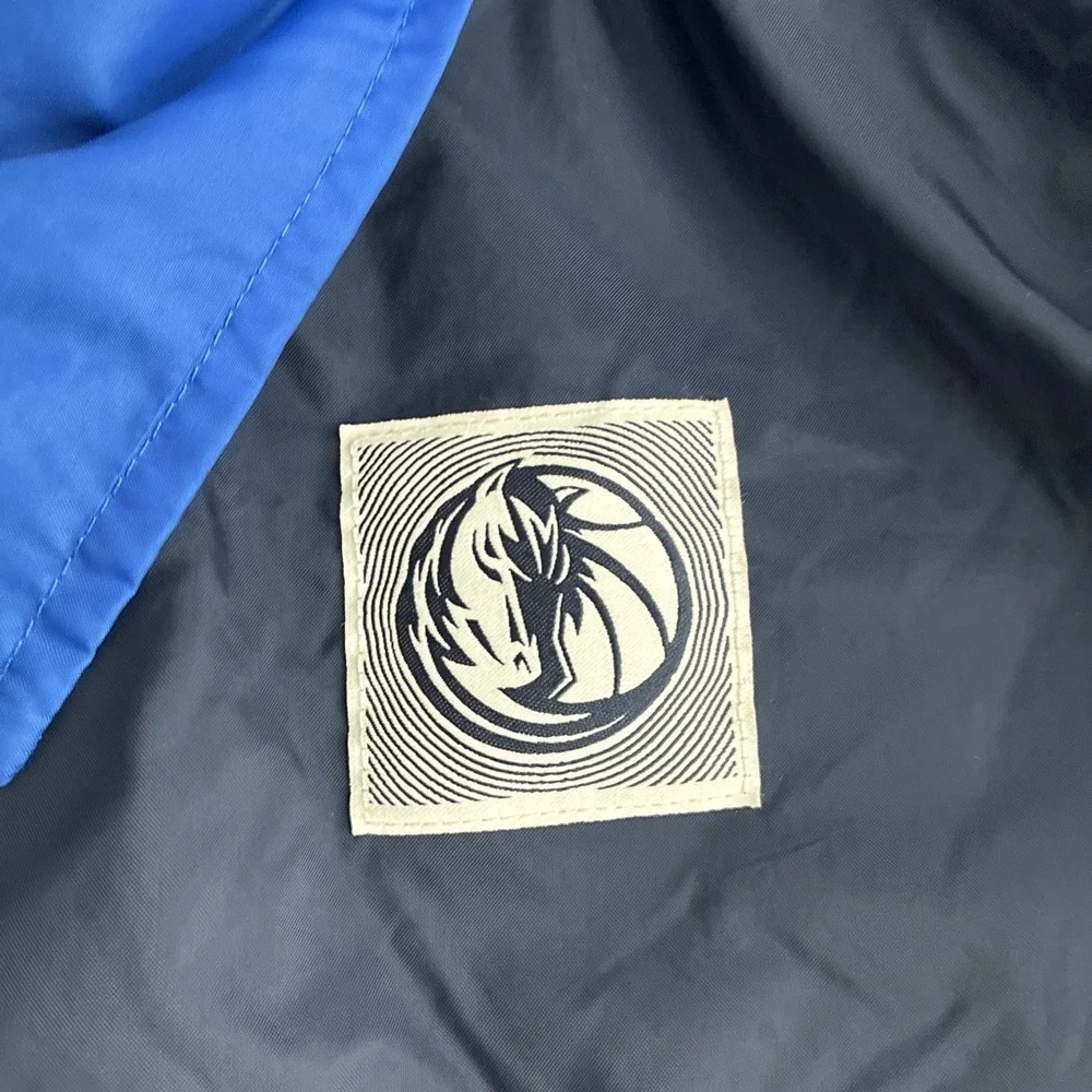 Nike Dallas Mavericks Mens Warmup Jacket Snap Buttons 2XL XXL Navy White NBA